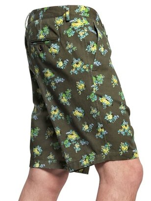 MSGM Floral Print Gabardine Cotton Shorts