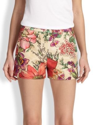 RED Valentino Macro Floral-Print Shorts