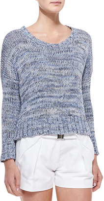 L'Agence Cropped Marled Knit Pullover