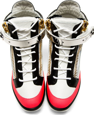 Giuseppe Zanotti Grey & Pink Grained Leather Toky Sneakers