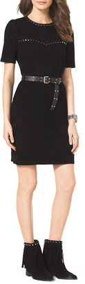 MICHAEL Michael Kors Studded Belted Suede Dress