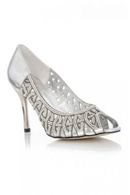 Quiz Silver Diamante Court Shoes
