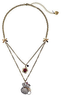 Betsey Johnson Woodland Toc Mouse 2 Row Necklace