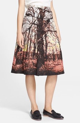 Tracy Reese Print Jacquard A-Line Skirt