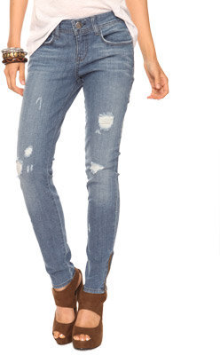 Forever 21 Divine Rights of Denim Ankle Zip Ripped Skinnies