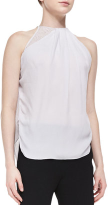 Halston Lace-Back High-Neck Top