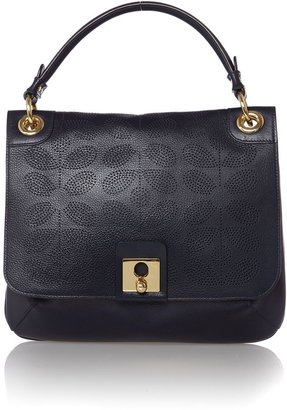 Orla Kiely Navy sixties stem punched ivy cross body bag