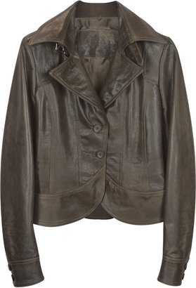 Forzieri Brown Leather Two-Button Jacket