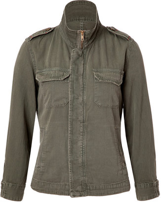Current/Elliott Olive Striped Cotton Jacket