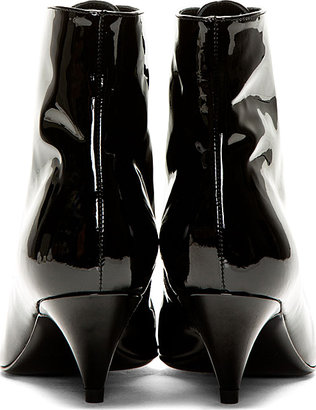 Saint Laurent Black Patent Leather Victorian Boots