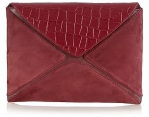 J by Jasper Conran Designer dark red leather croc effect envelope clutch bag