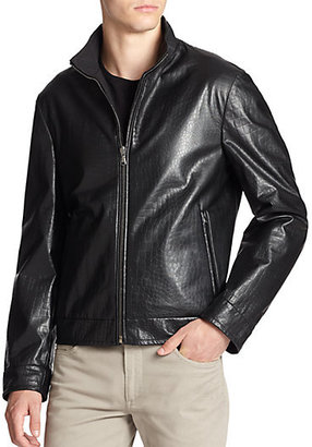 Saks Fifth Avenue Croc-Embossed Leather Jacket