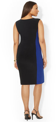 Lauren Ralph Lauren Plus Size Cap-Sleeve Colorblocked Dress