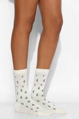 Urban Outfitters Floral + Sheer Crew Sock