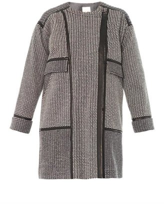 Rebecca Taylor Leather-trim tweed coat