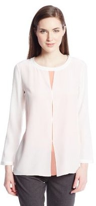 Magaschoni Women's Contrast-Color Tacked Blouse