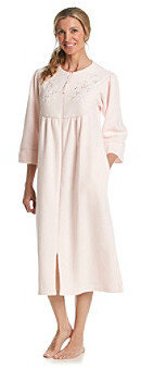 Miss Elaine Brushed Back Terry Long Zip Robe - Peach