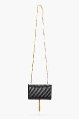 Saint Laurent Black Leather Tasseled Cassandre Shoulder Bag