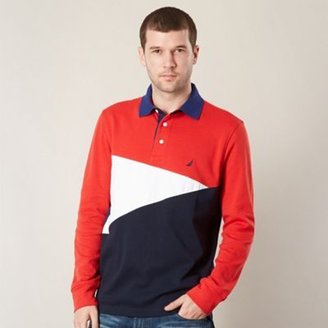 Nautica Red cut and sew flag polo top