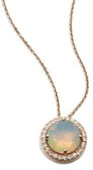 Suzanne Kalan Opal, White Sapphire & 14K Rose Gold Round Pendant Necklace