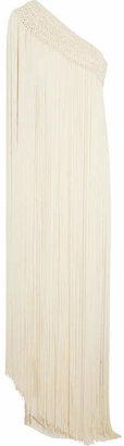 Temperley London Long Tassel Fringed Silk-crepe Gown - Ivory