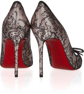 Christian Louboutin Milady 100 Chantilly lace and satin peep-toe pumps