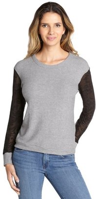 LnA black knit burnout sleeves 'Fitz' sweater
