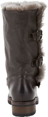 Sartore Women's Fur-Lined Moto Boots-Grey