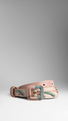 Burberry Hand-Painted Grainy Leather Belt