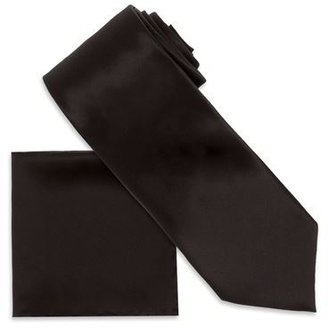 Stefano Ricci Solid Silk Tie and Handkerchief