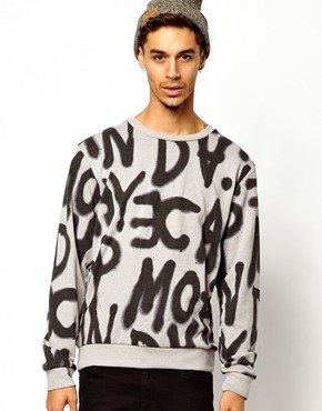 Cheap Monday Sweatshirt with Spray Print - Grey