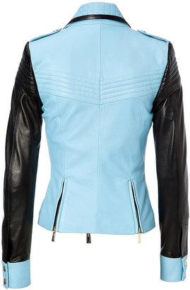 Just Cavalli Leather Two-Tone Biker Jacket
