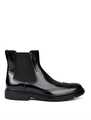 Tod's Leather brogue chelsea boots