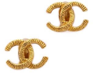 WGACA What Goes Around Comes Around Vintage Chanel Lines CC Earrings