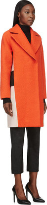 Cédric Charlier Orange & Taupe Bouclé Wool Coat