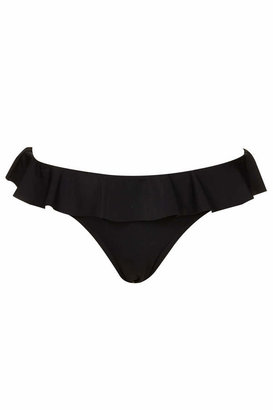 Topshop Black basic bikini pants with frill waist detail. 82% polyamide,18% elastane. machine washable.