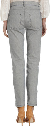 Nili Lotan Railroad-Stripe Ankle-Zip Jeans