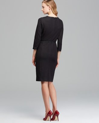 Jones New York Collection Faux Leather Trimmed Dress