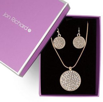 Jon Richard Crystal embellished gold circle necklace and earring set