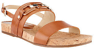 Isaac Mizrahi Live! Leather Strap Sandals with Enamel Hardware