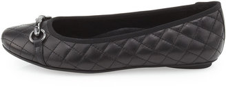 Neiman Marcus Suzy Quilted Buckled Flat, Black
