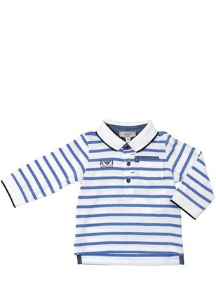 Armani Junior Striped Cotton Jersey Polo Shirt