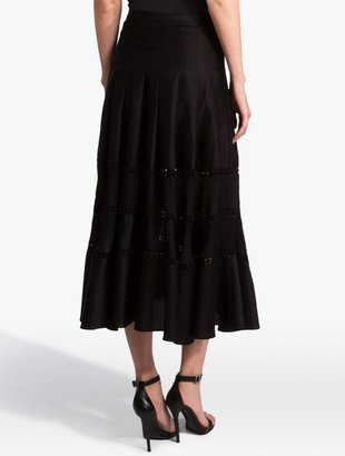 Halston Lace Insert Maxi Skirt Black