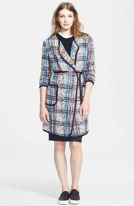 Tracy Reese Belted Plaid Blanket Cardigan