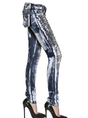 Philipp Plein Studded Stretch Cotton Denim Jeans