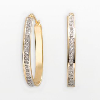 Mystique Diamond TM 18k gold-over-silver hoop earrings