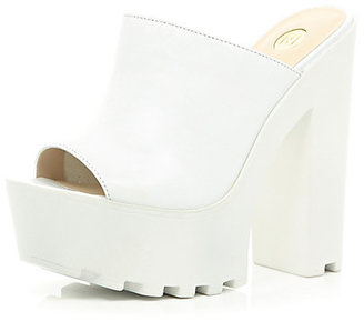 River Island Womens White cleated sole platform mules