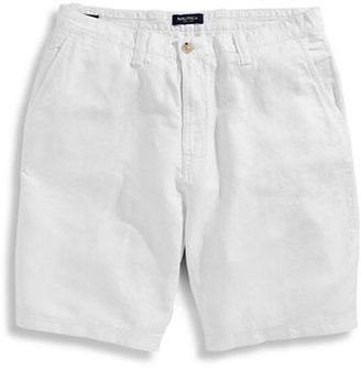 Nautica Classic Fit Linen Blend Shorts-BRIGHT WHITE-40