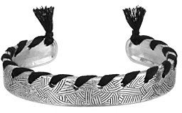 The Sak Black/Silvertone Batik Stitch Cuff Bracelet