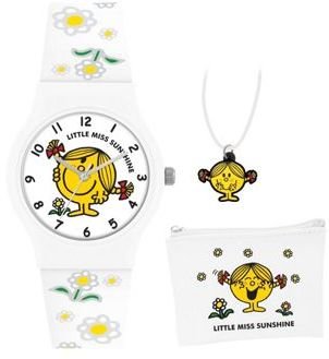 Little Miss Kids Sunshine PU strap analogue watch purse and necklace gift set
